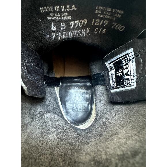 Frye Vintage Smoke Black Leather Square Toe Ankle Harness Boot Size 6 - Picture 7 of 11